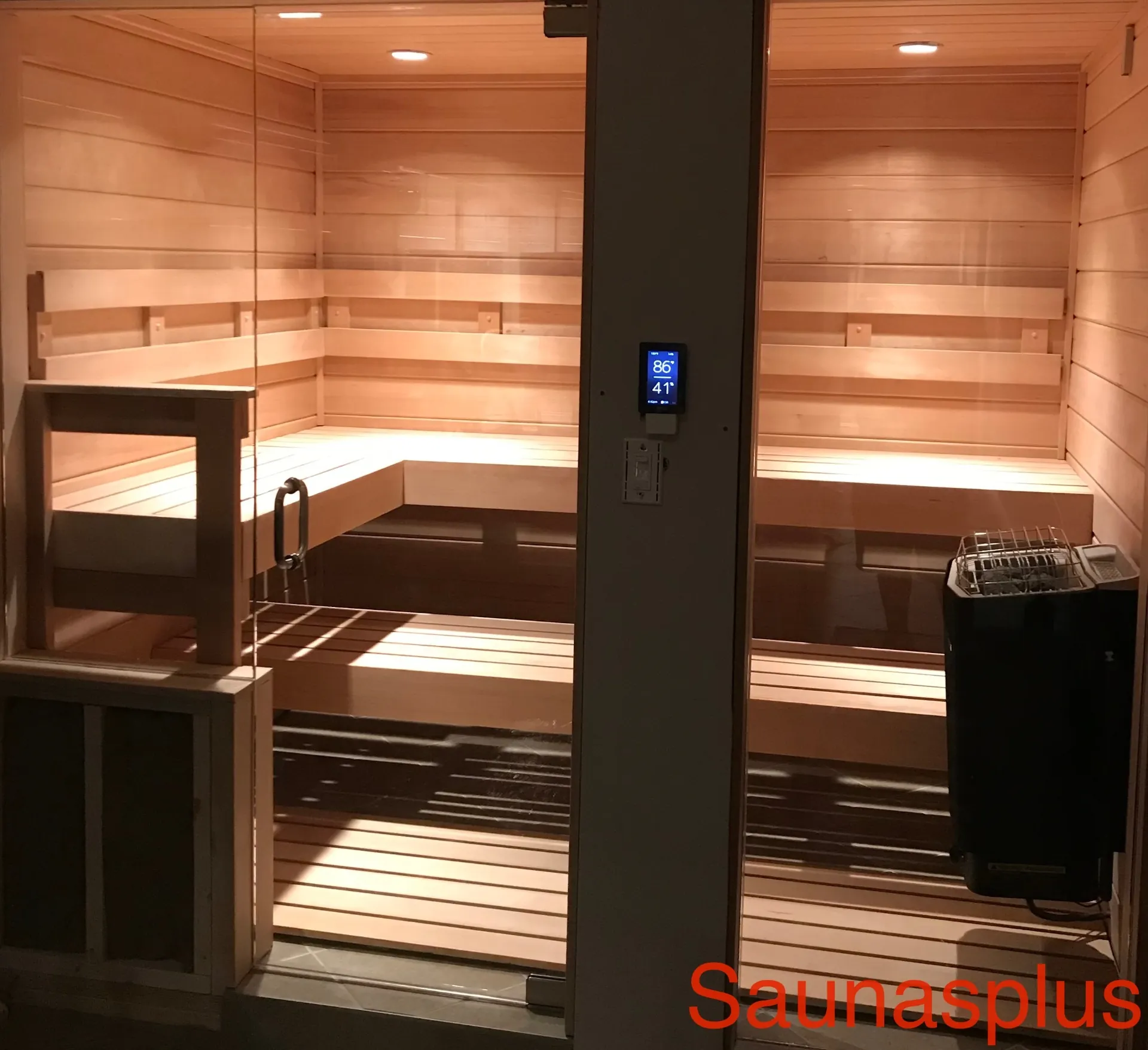 Technical cross-section view of a luxury steam shower installation